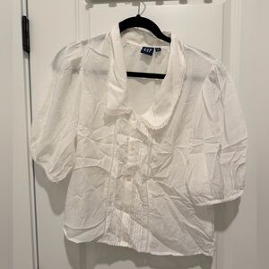 GAP White Blouse with Puff Sleeves